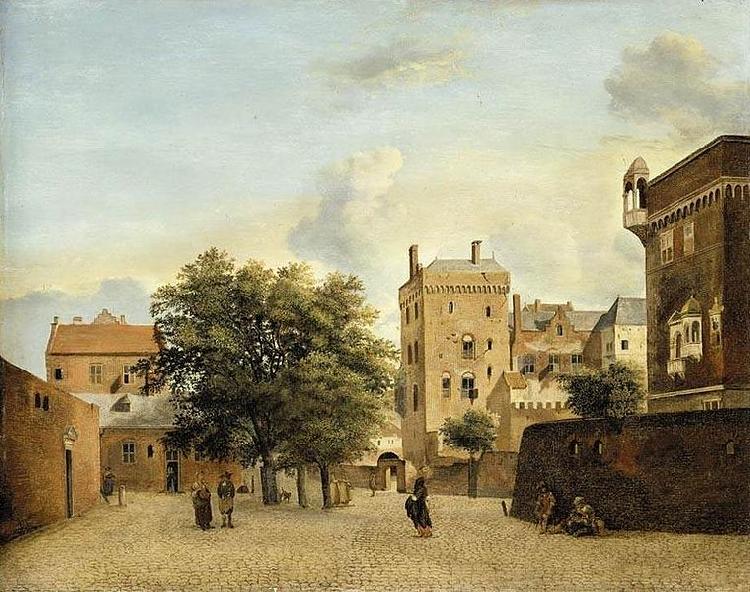 Jan van der Heyden View of a Small Town Square oil painting picture